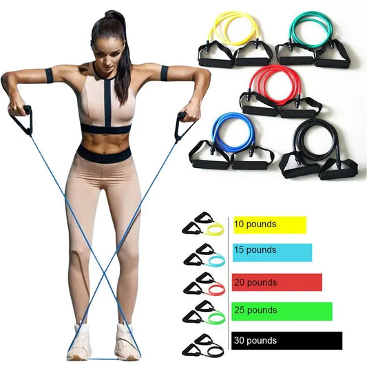 5 Levels Elastic Band Yoga Pull Rope Elastic Gym Fitness Exercise Tube Band with Handles for Home Workouts Strength Training